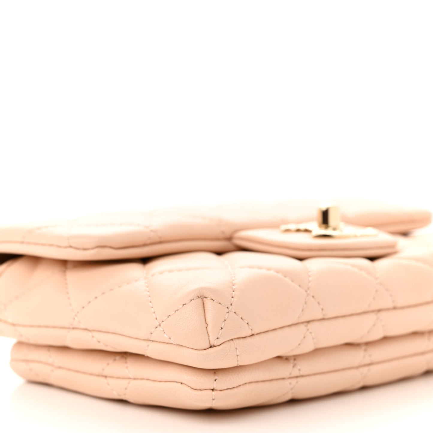 Lambskin Quilted Daily Zippy Crossbody Beige