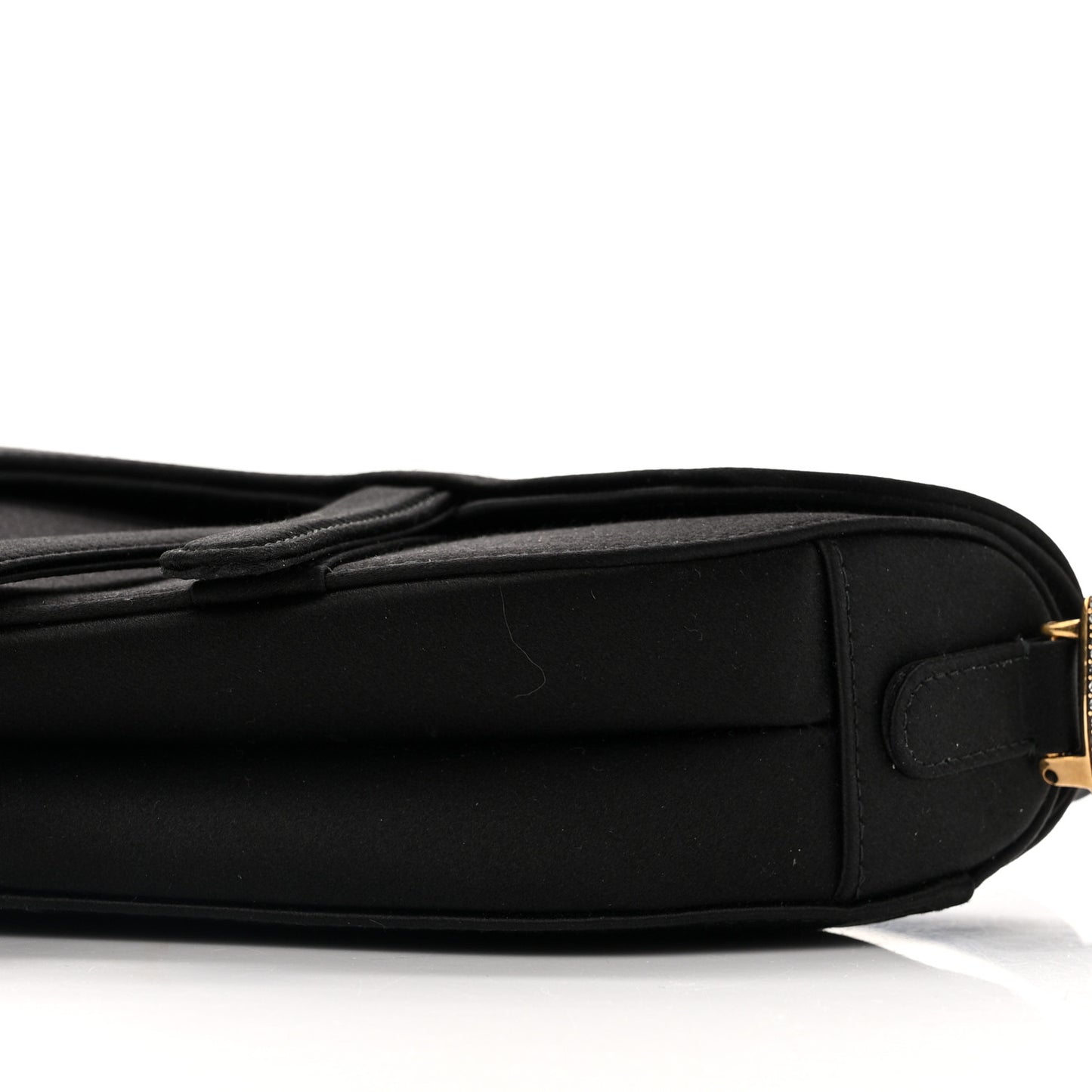 Satin Crystal Mini Saddle Bag Black