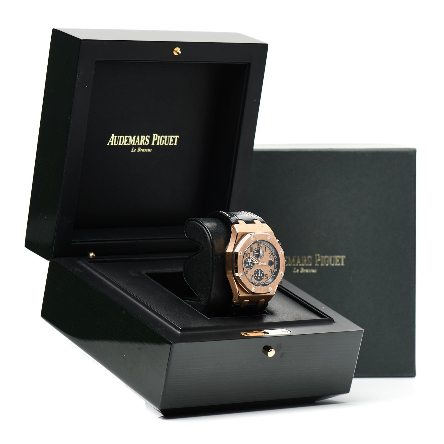 18K Rose Gold Alligator 42mm Royal Oak Offshore Chronograph Automatic Watch Gold 26470OR.OO.A002CR.01