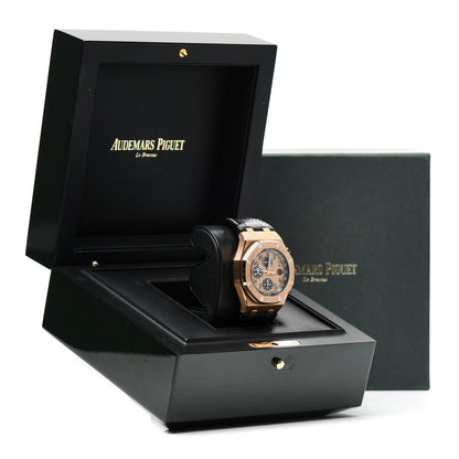 Audemars Piguet 18K Rose Gold Alligator 42mm Royal Oak Offshore Chronograph Automatic Watch Gold 26470OR.OO.A002CR.01 7 of 7