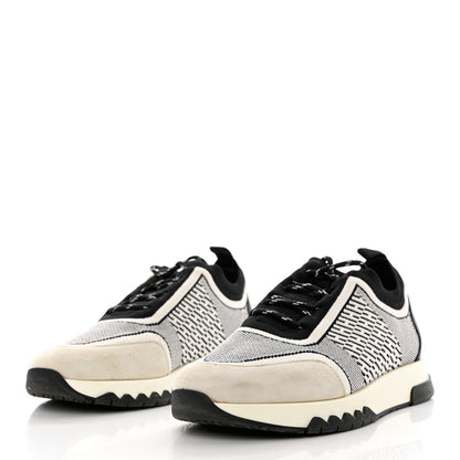 Hermes Knit Bi-Color Womens Addict Sneakers 37.5 Black White 3 of 8