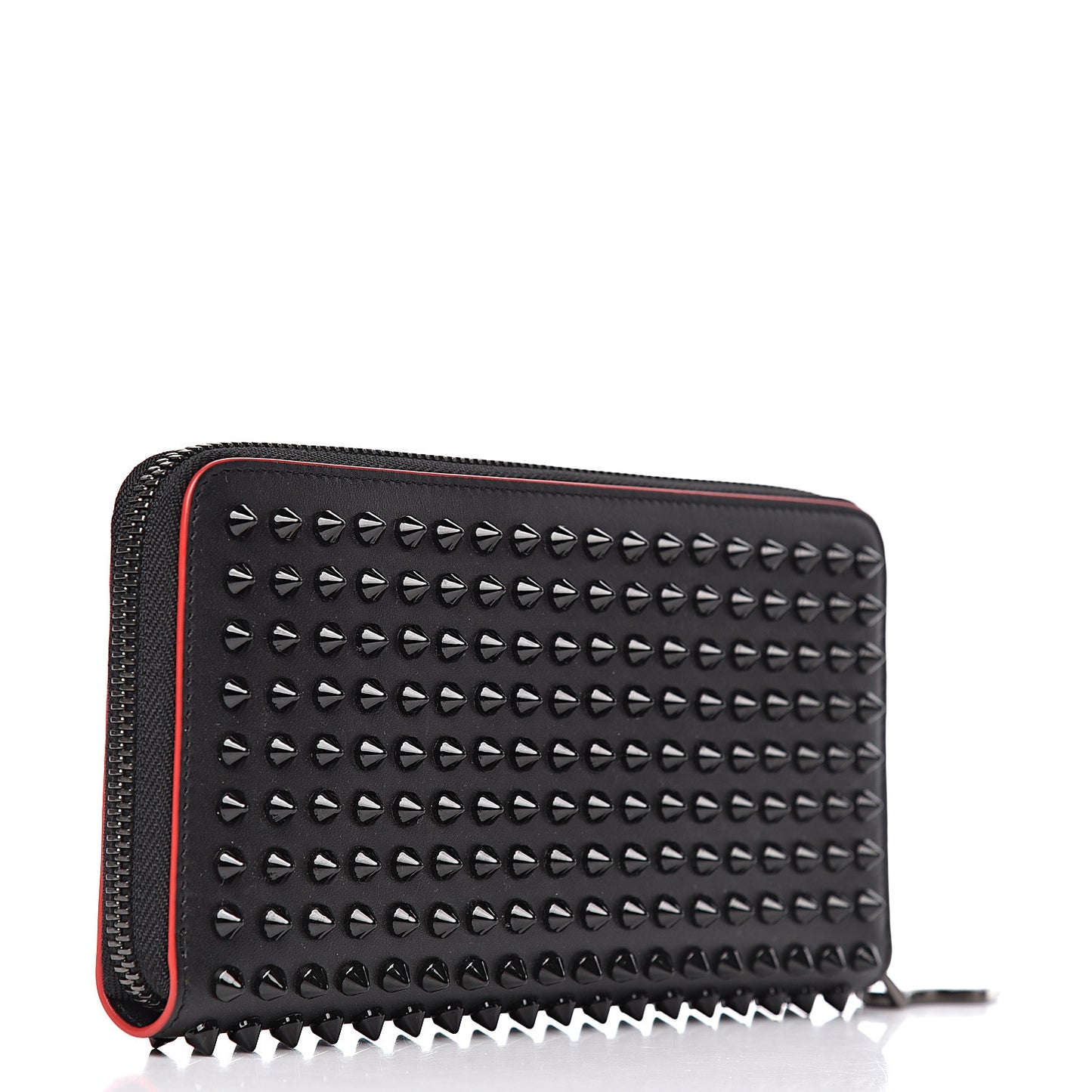Calfskin Panettone Spiked Zip Around Wallet Black