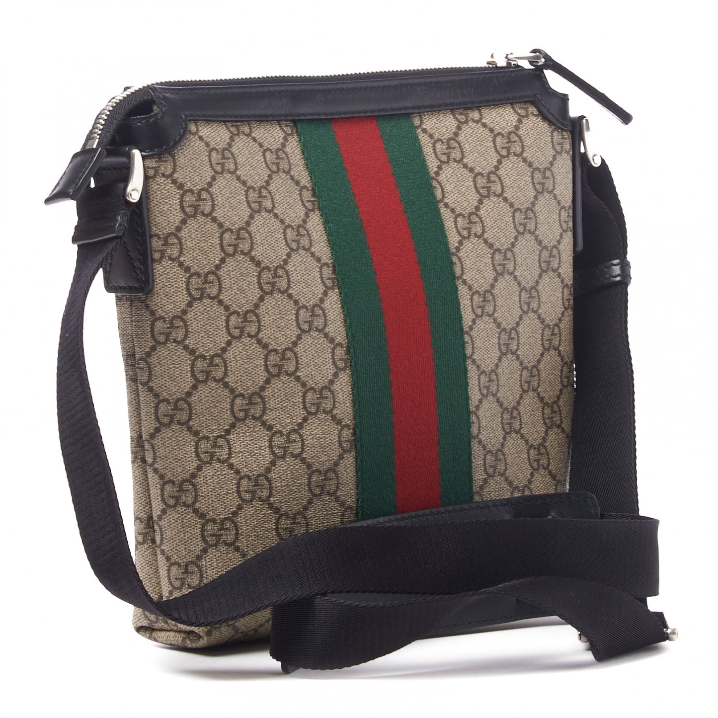 GG Supreme Monogram Web Messenger Bag Black