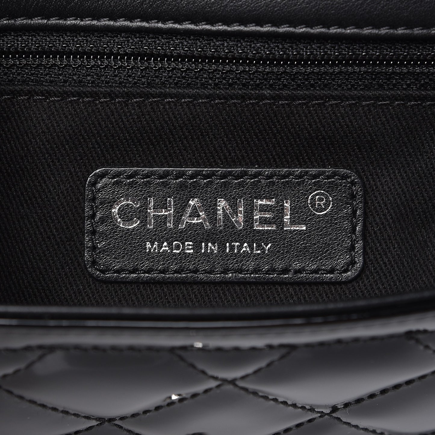 Patent Quilted Large Coco Shine Flap Black