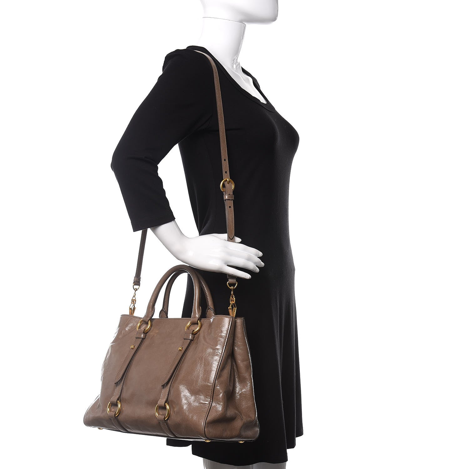 Miu Miu Vitello Shine Tote Giunco 2 of 9