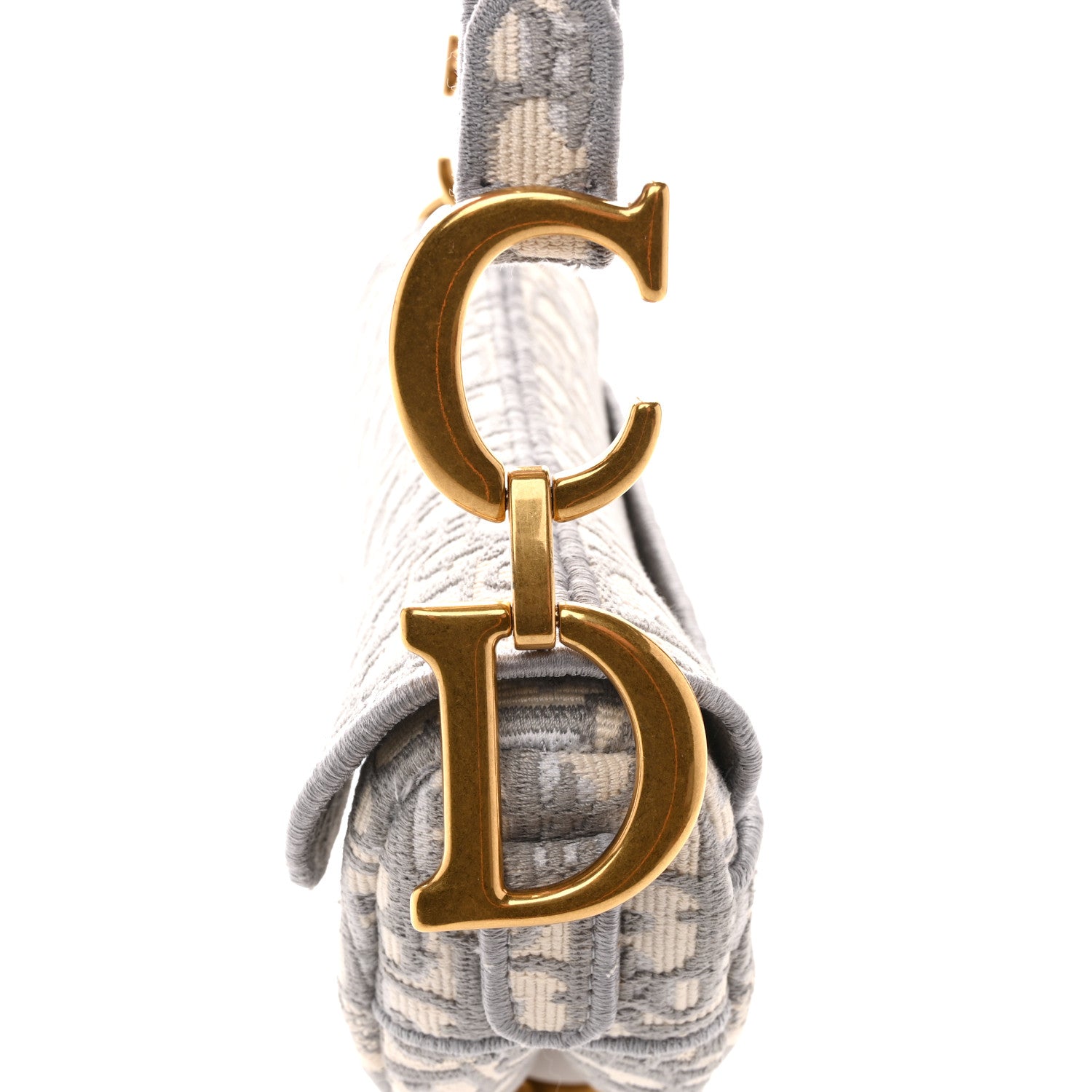 Christian Dior Oblique Embroidered Saddle Bag Gray 11 of 14