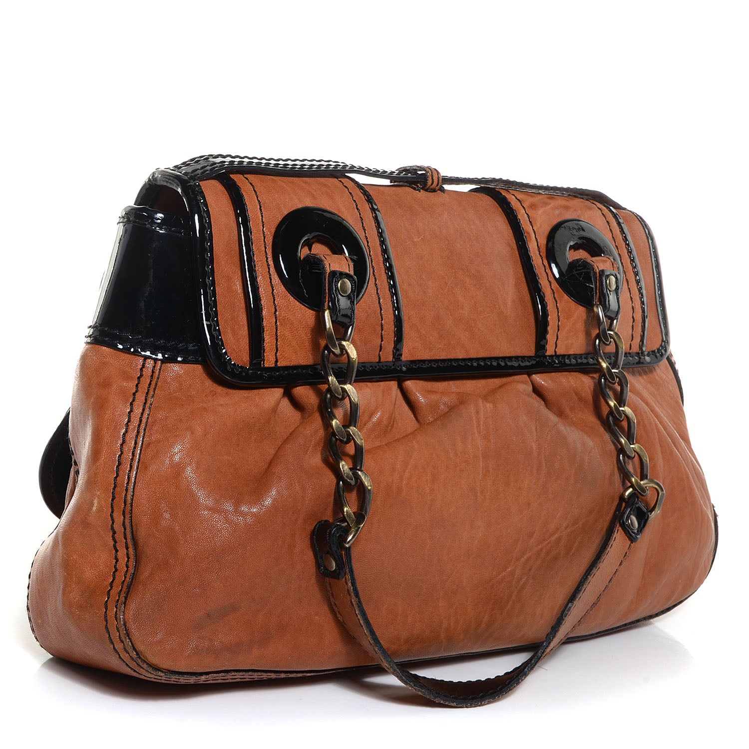 Fendi Nappa Patent B Bag Osso Black 3 of 9