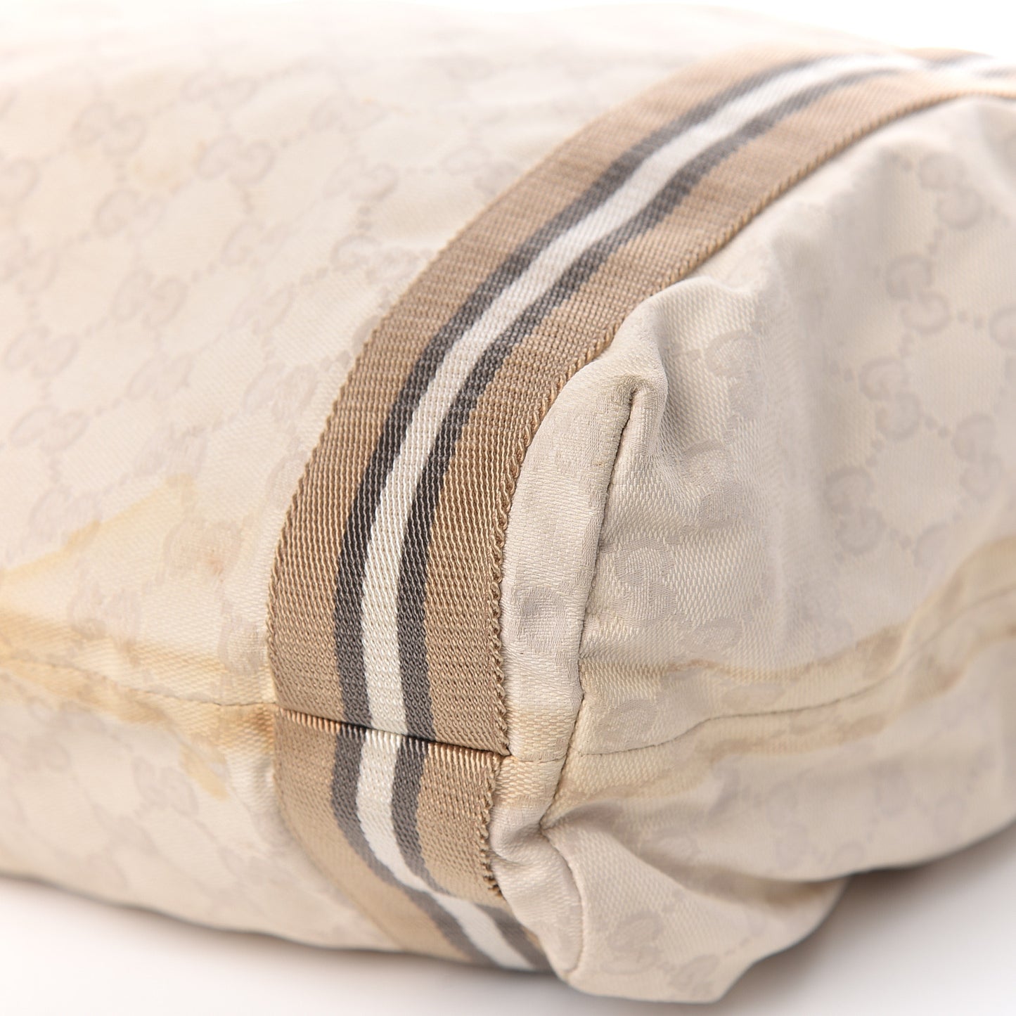 GG Monogram Medium Web Handle Vertical Tote White