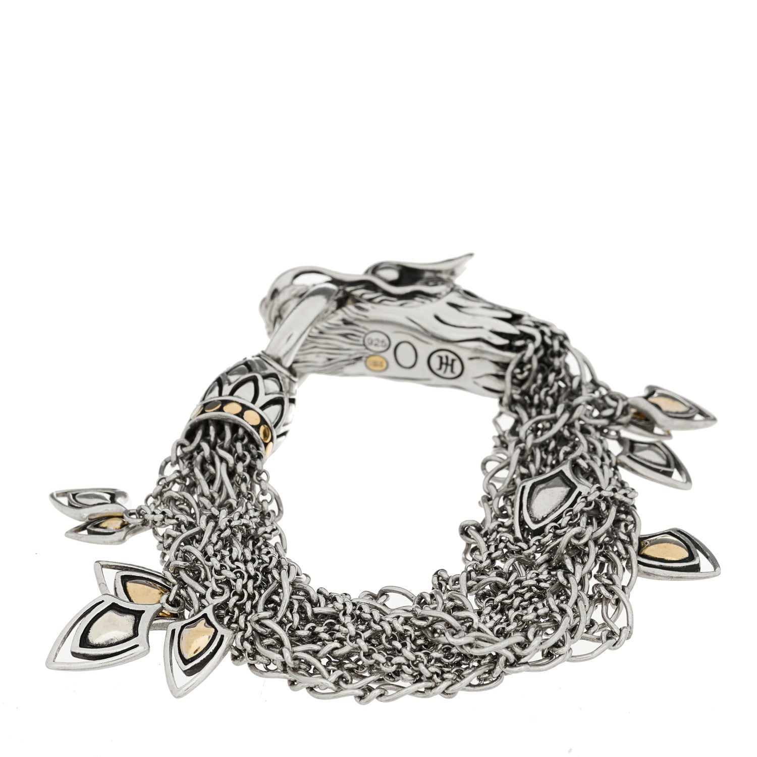 John Hardy Sterling Silver 18K Yellow Gold Naga Dragon Multi Strand Chain Bracelet 1 of 3