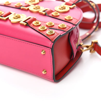 Versace Calfskin Small Medallion Tribute Bowling Bag Pink Red 8 of 9