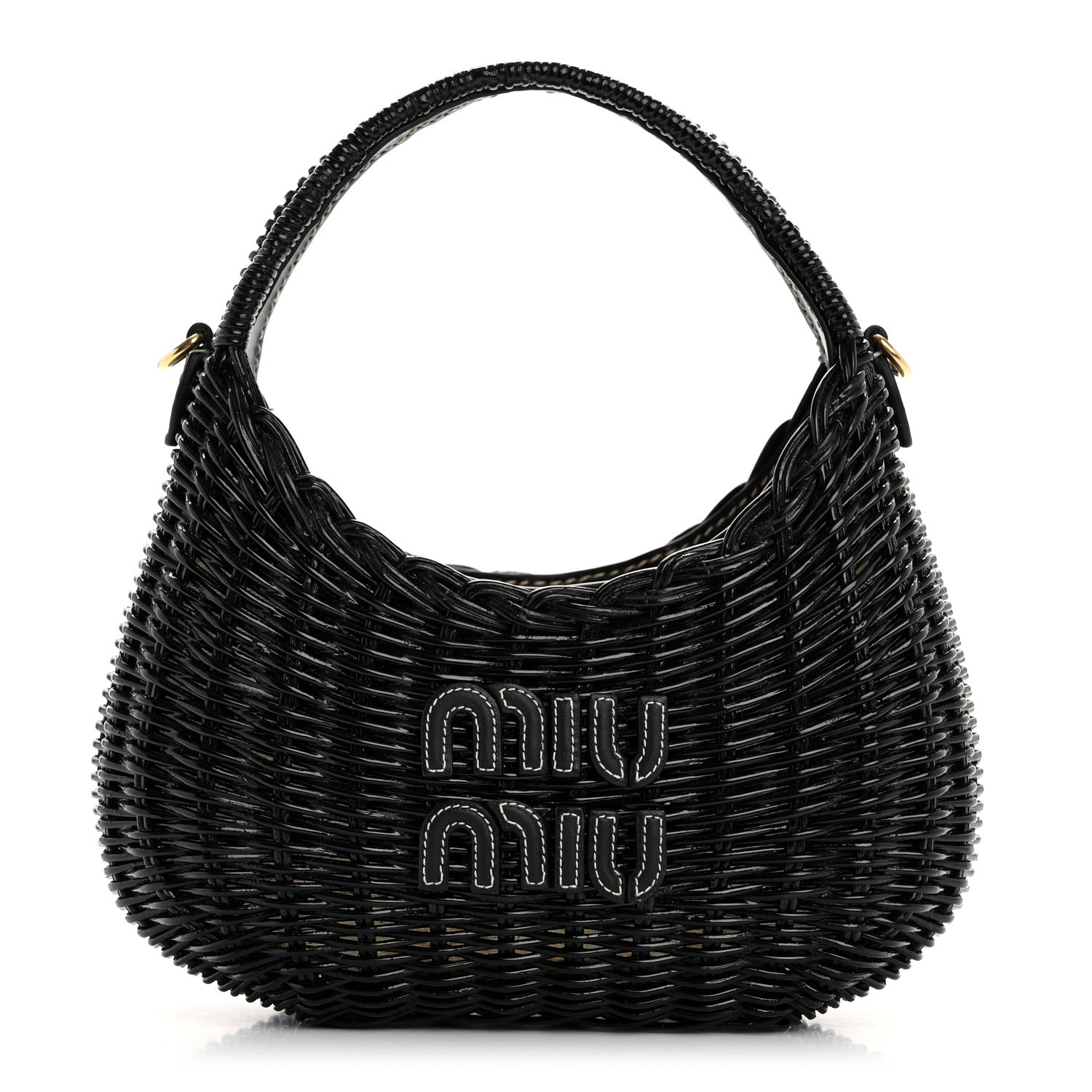 Miu Miu Wicker Wander Hobo Black 1 of 10