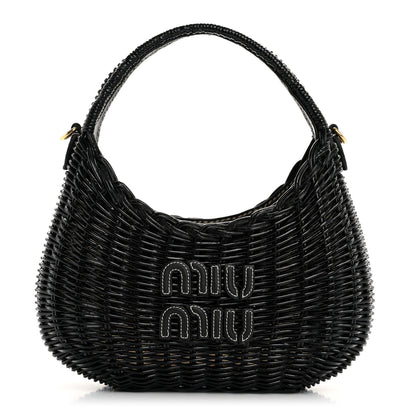 Miu Miu Wicker Wander Hobo Black 1 of 10