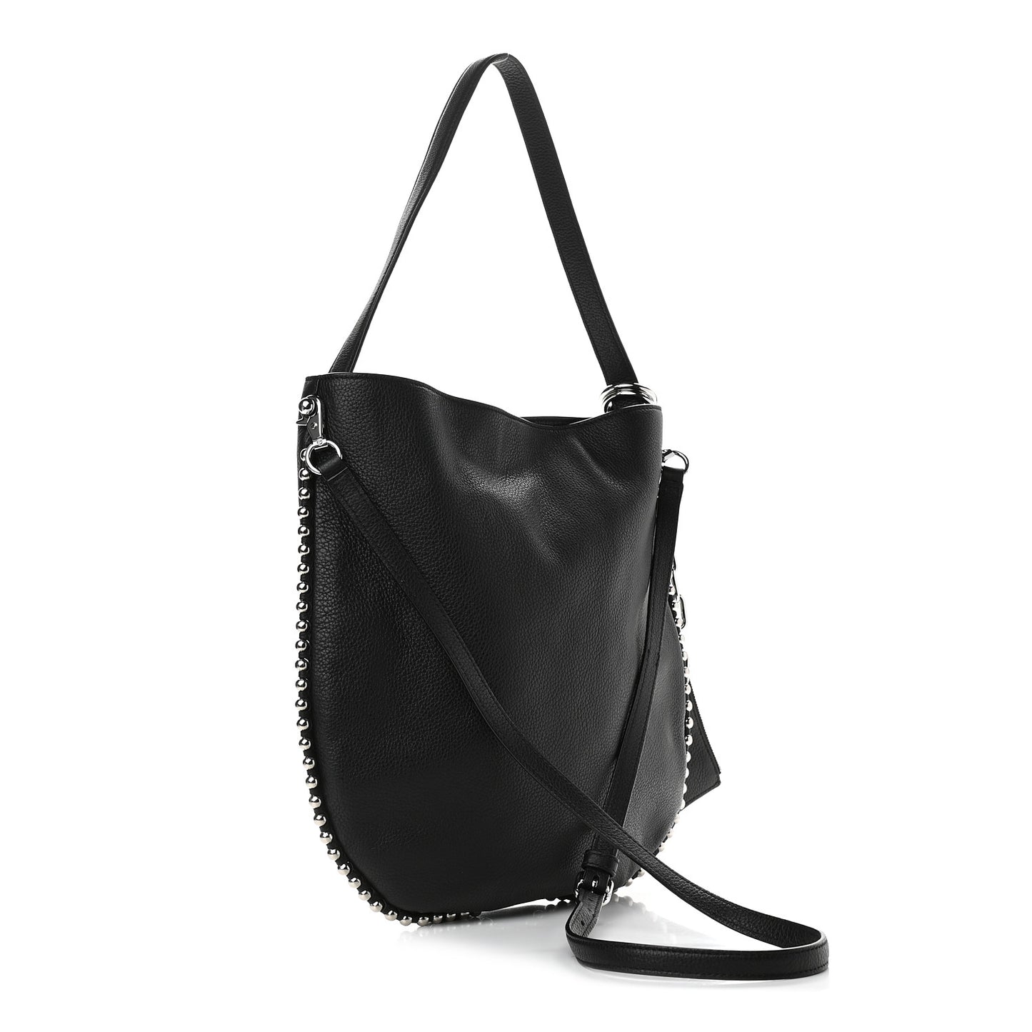 Pebbled Calfskin Studded Roxy Hobo Black