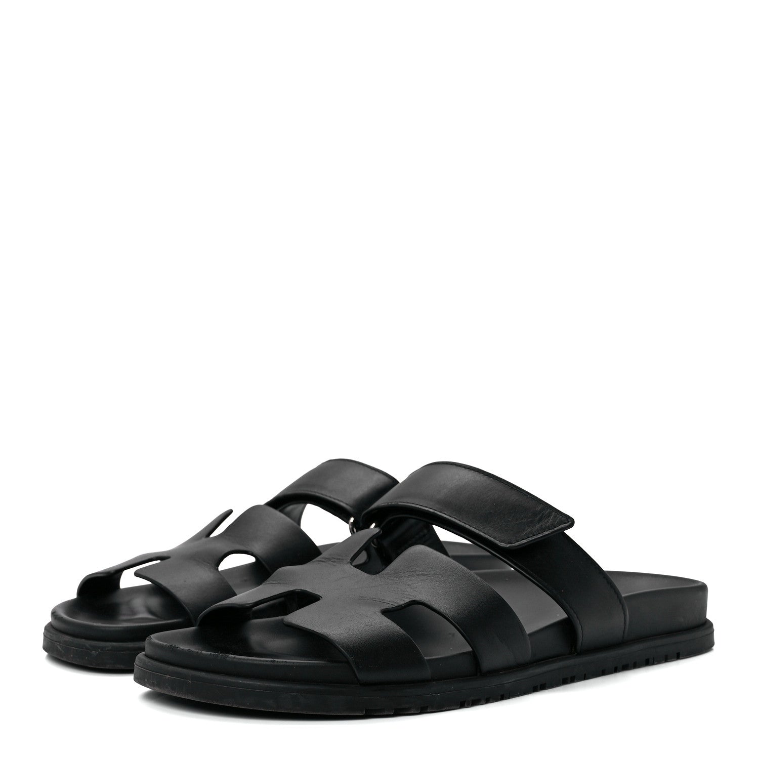 Hermes Calfskin Womens Chypre Sandals 40.5 Black 5 of 17