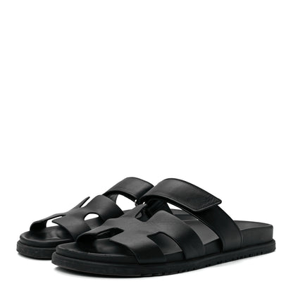 Hermes Calfskin Womens Chypre Sandals 40.5 Black 5 of 17