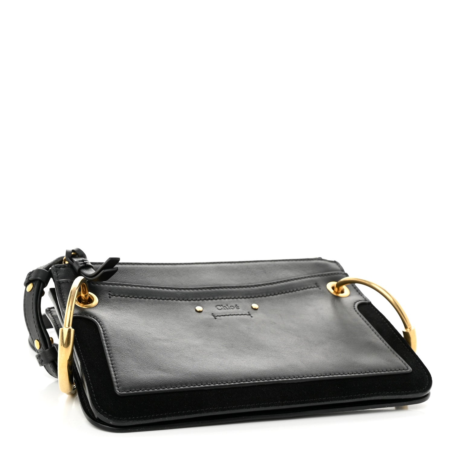 Chloe Calfskin Suede Mini Roy Bag Black 4 of 9