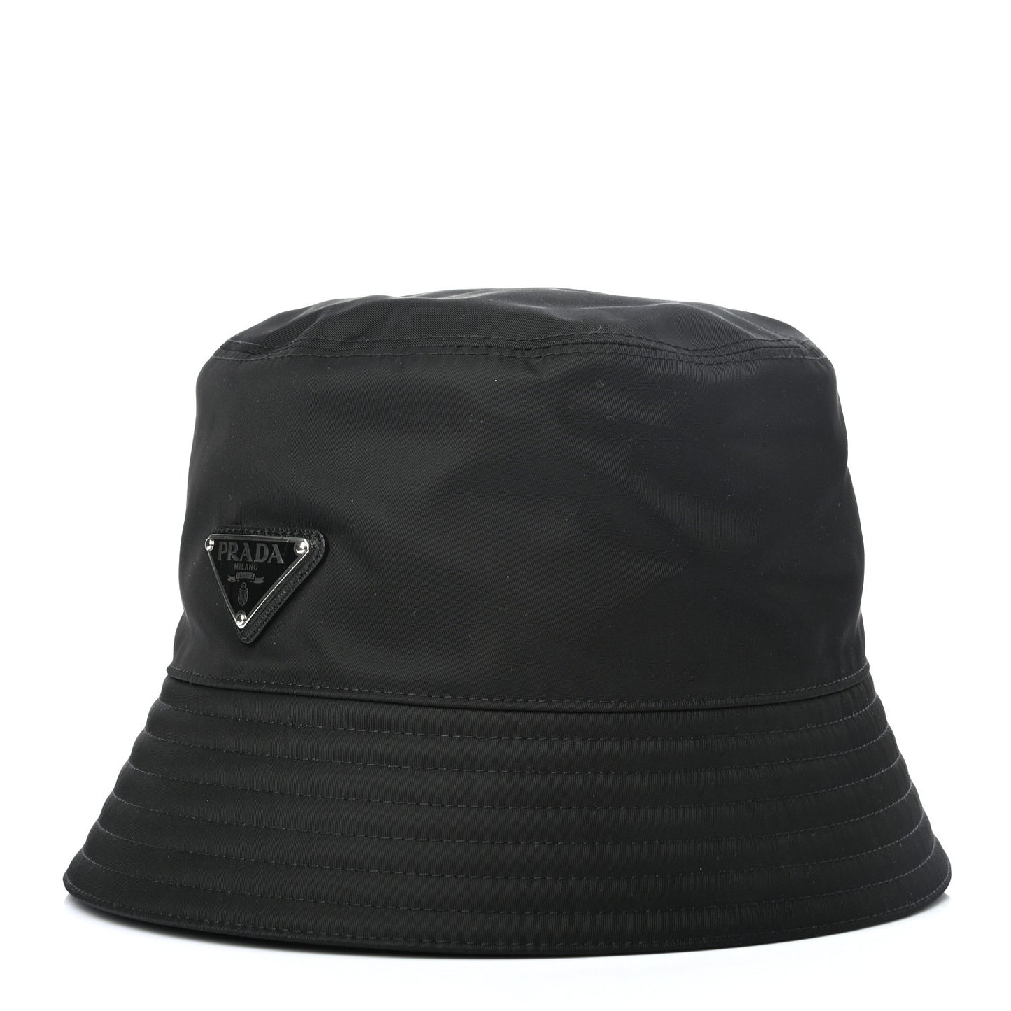 Re-Nylon Metal Triangle Logo Mens Bucket Hat M Black