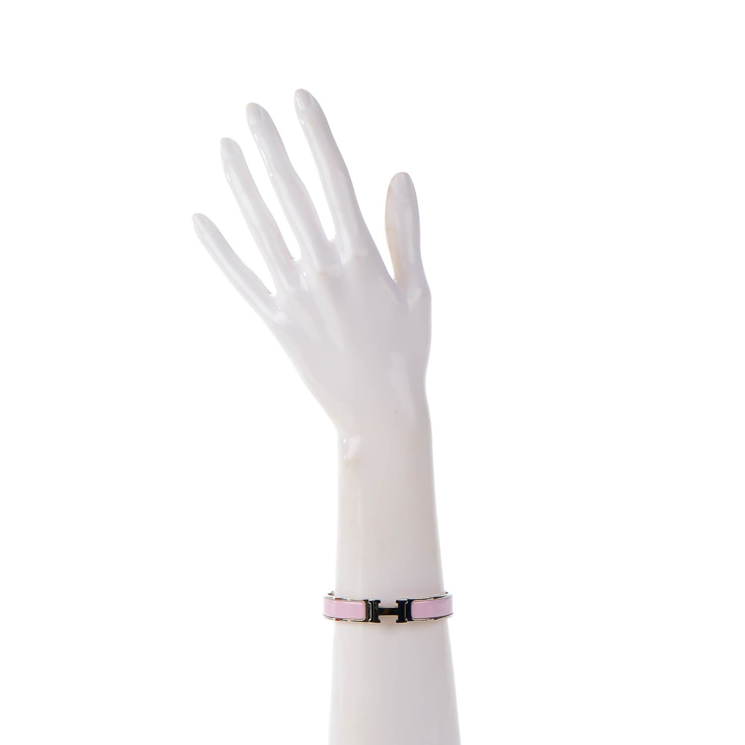 Hermes Enamel Narrow Clic Clac H Bracelet PM Rose Poudre 2 of 6