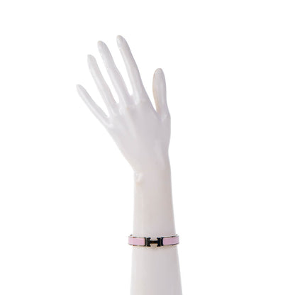 Hermes Enamel Narrow Clic Clac H Bracelet PM Rose Poudre 2 of 6