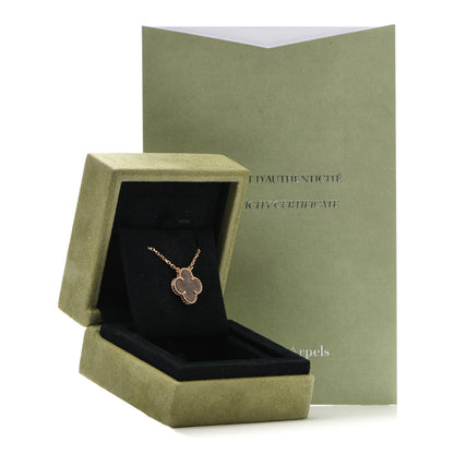 Van Cleef & Arpels 18K Rose Gold Gray Mother of Pearl Vintage Alhambra Pendant Necklace 6 of 6