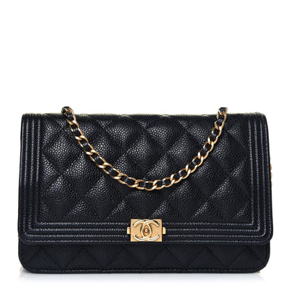 Chanel Caviar Quilted Boy Wallet On Chain WOC Black 1 of 13