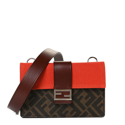 Fendi Glazed Fabric Cotton Vitello King Aura FF 1974 Baguette Belt Pouch Tobacco Moro Goji Ghianda 1 of 12