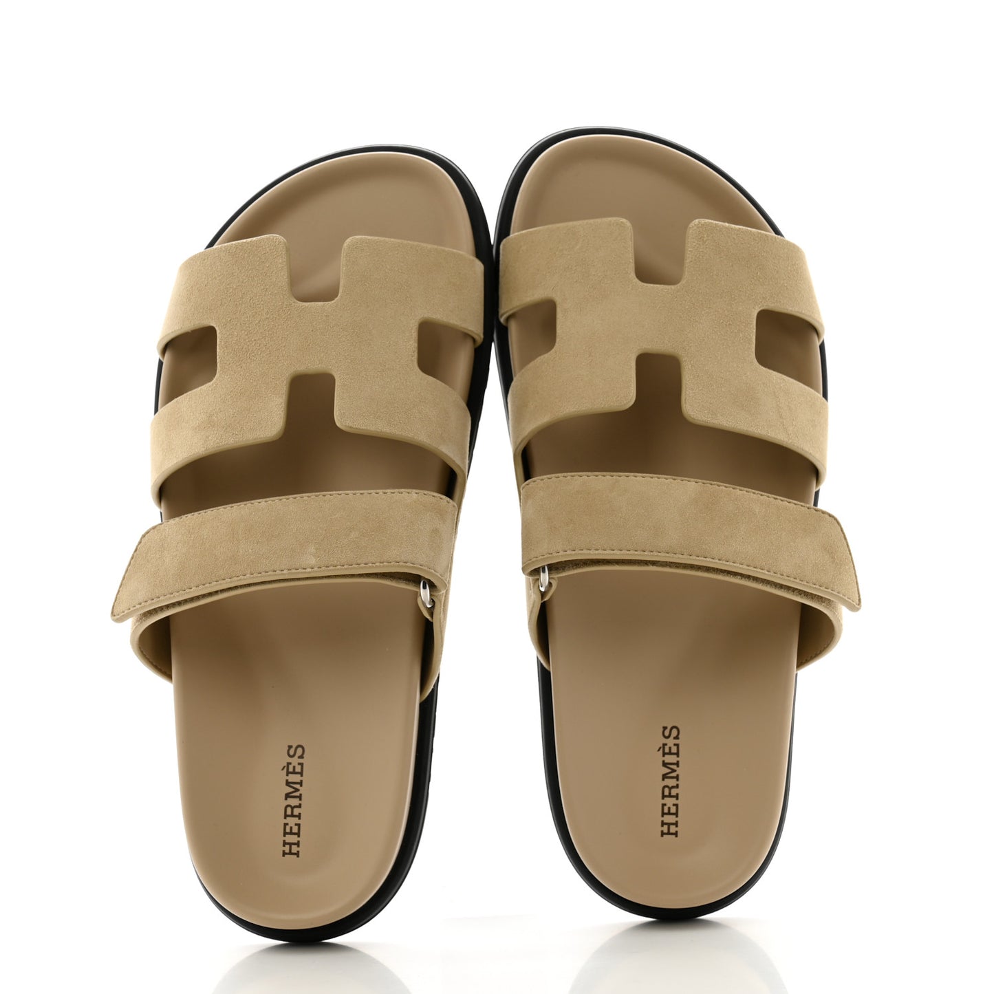 Suede Goatskin Womens Chypre Sandals 37.5 Beige Lin