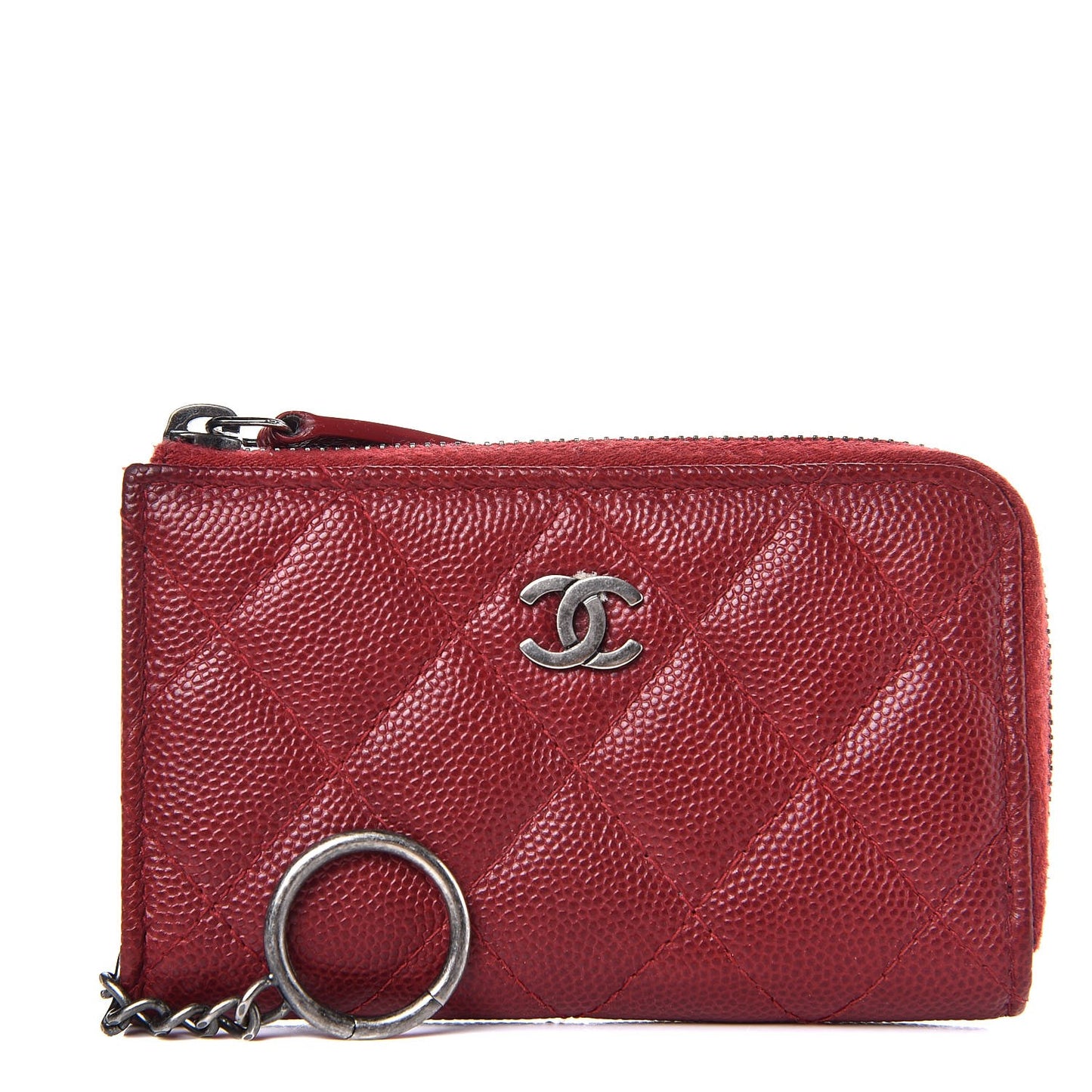 Caviar Quilted Key Holder Case Red