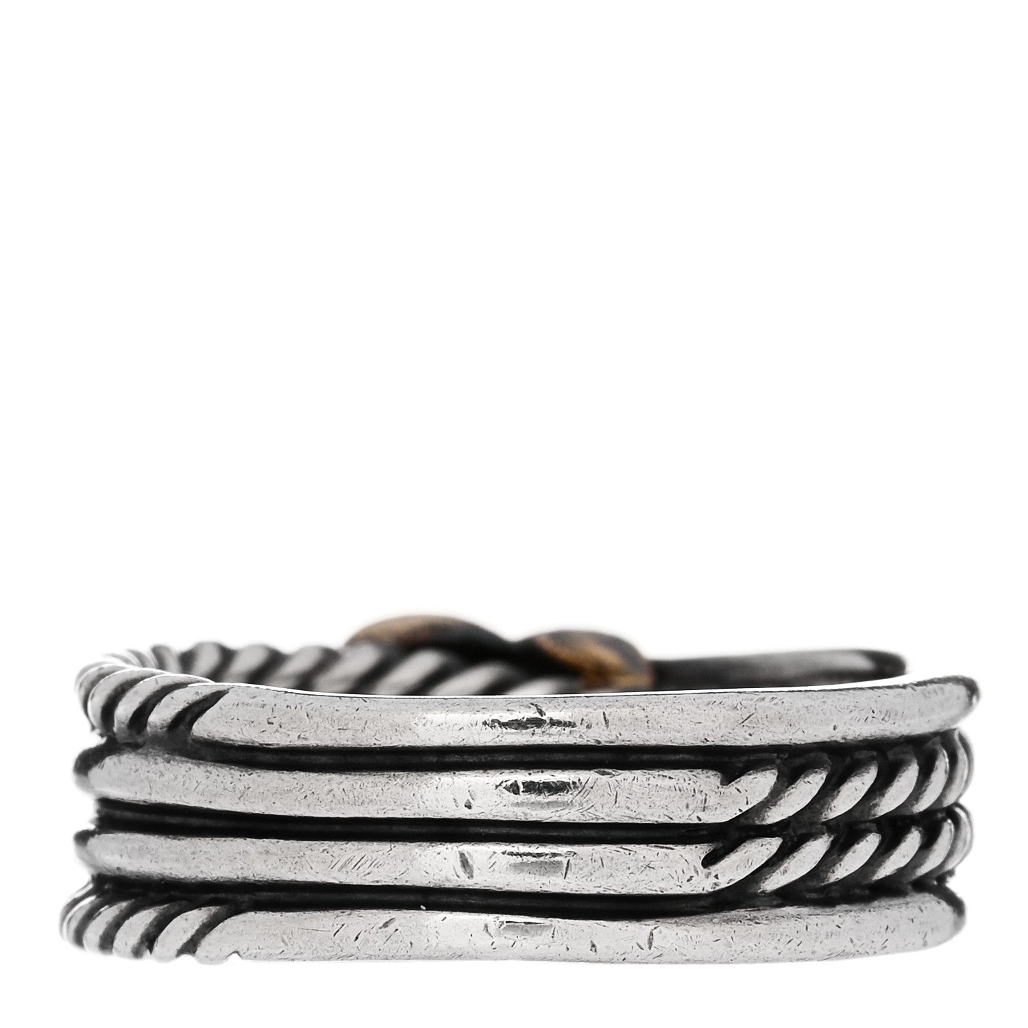 David Yurman Sterling Silver 18K Yellow Gold 6mm X Crossover Ring 50/5.5 3 of 4