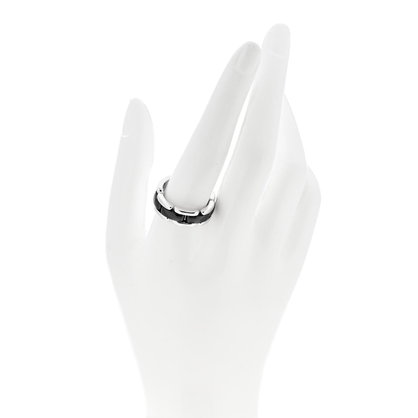 18K White Gold Black Ceramic Medium Ultra Ring 62 10