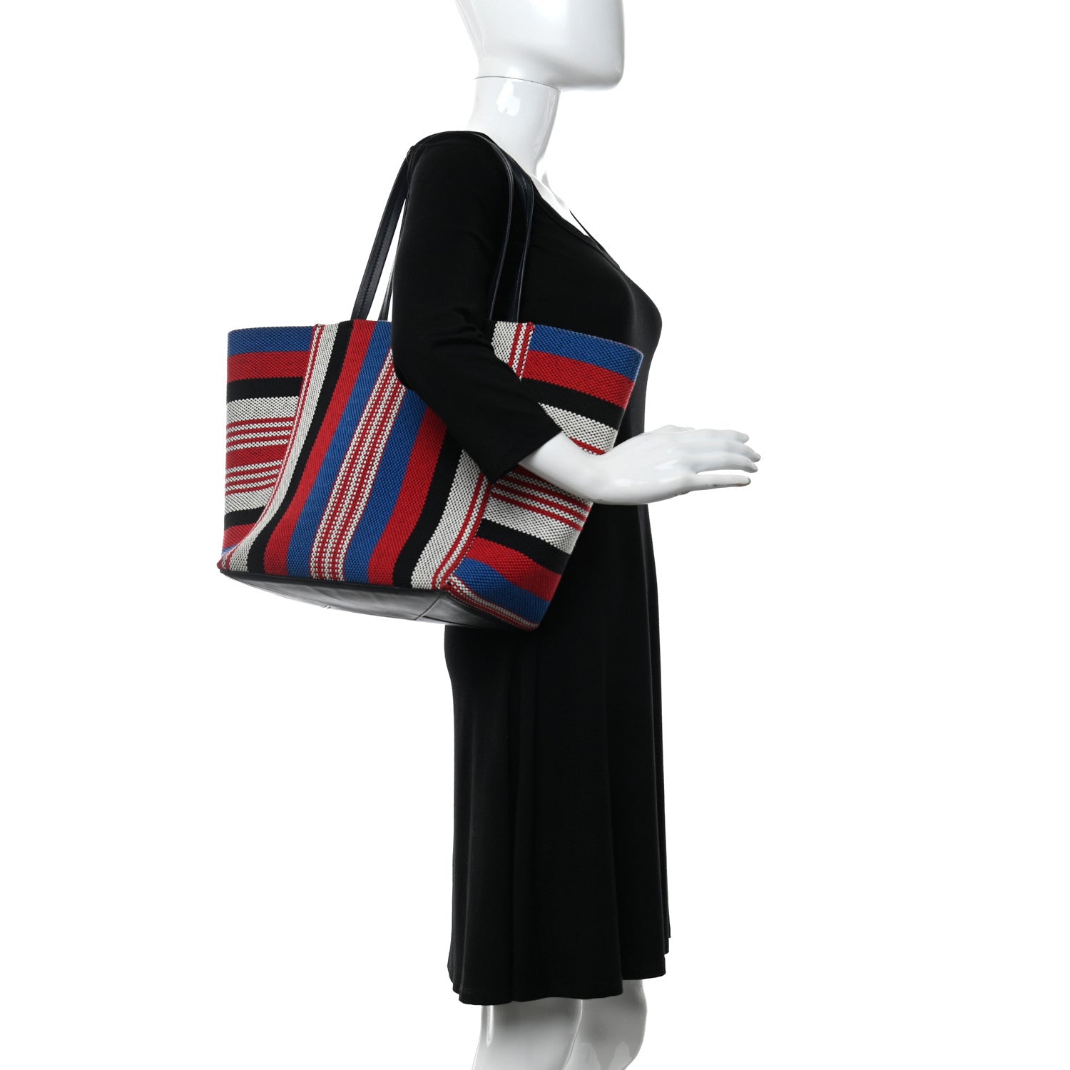 Celine Textile Striped Small Horizontal Cabas Phantom Navy Blue 3 of 8