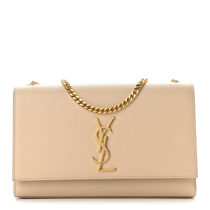 Saint Laurent Grain De Poudre Medium Monogram Kate Satchel Dark Beige 1 of 9