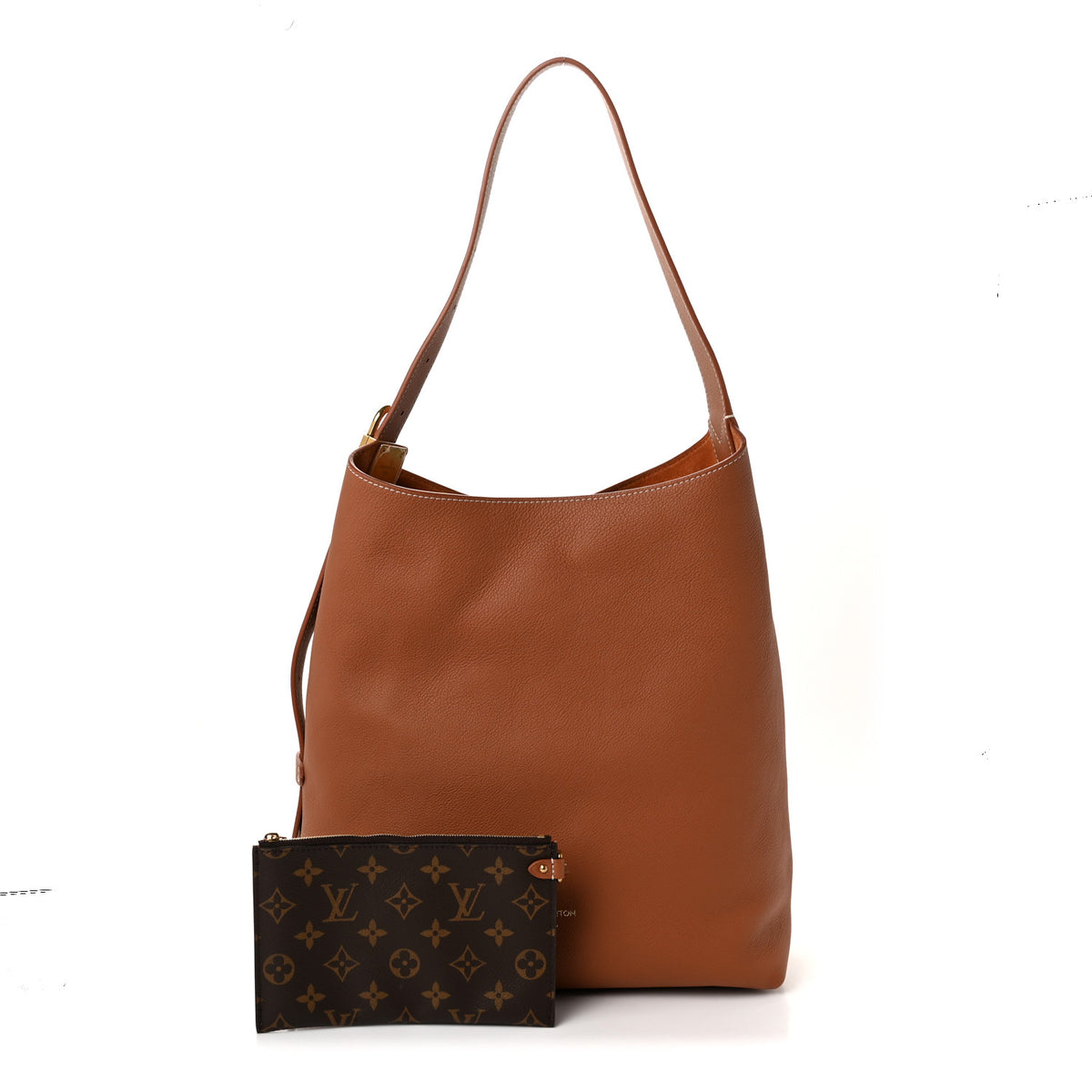 Grained Calfskin Low Key Hobo MM Cognac