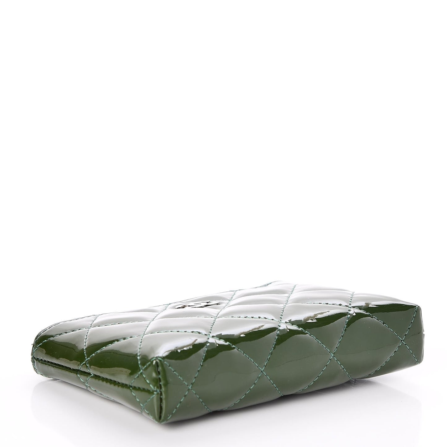 Patent Quilted Key Holder Case Green