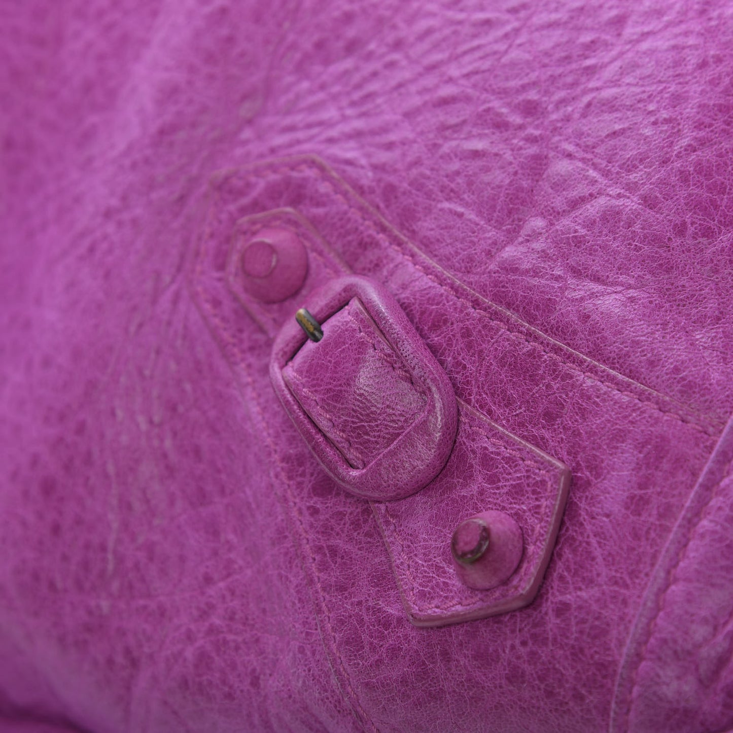 Agneau Rubber Covered Classic Hardware Day Hobo Amethyst