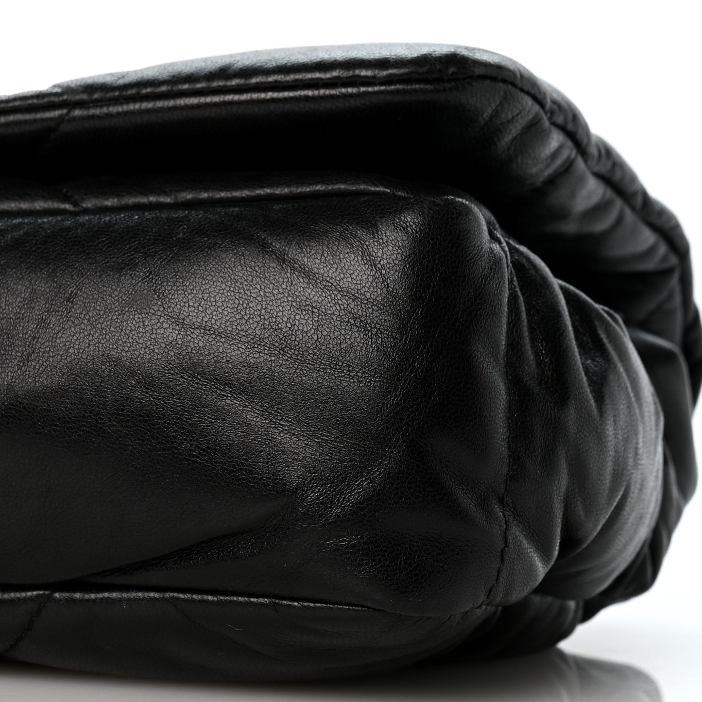 Nappa Soft Padded Logo Embossed Triangle Quilted Small Shoulder Bag Black