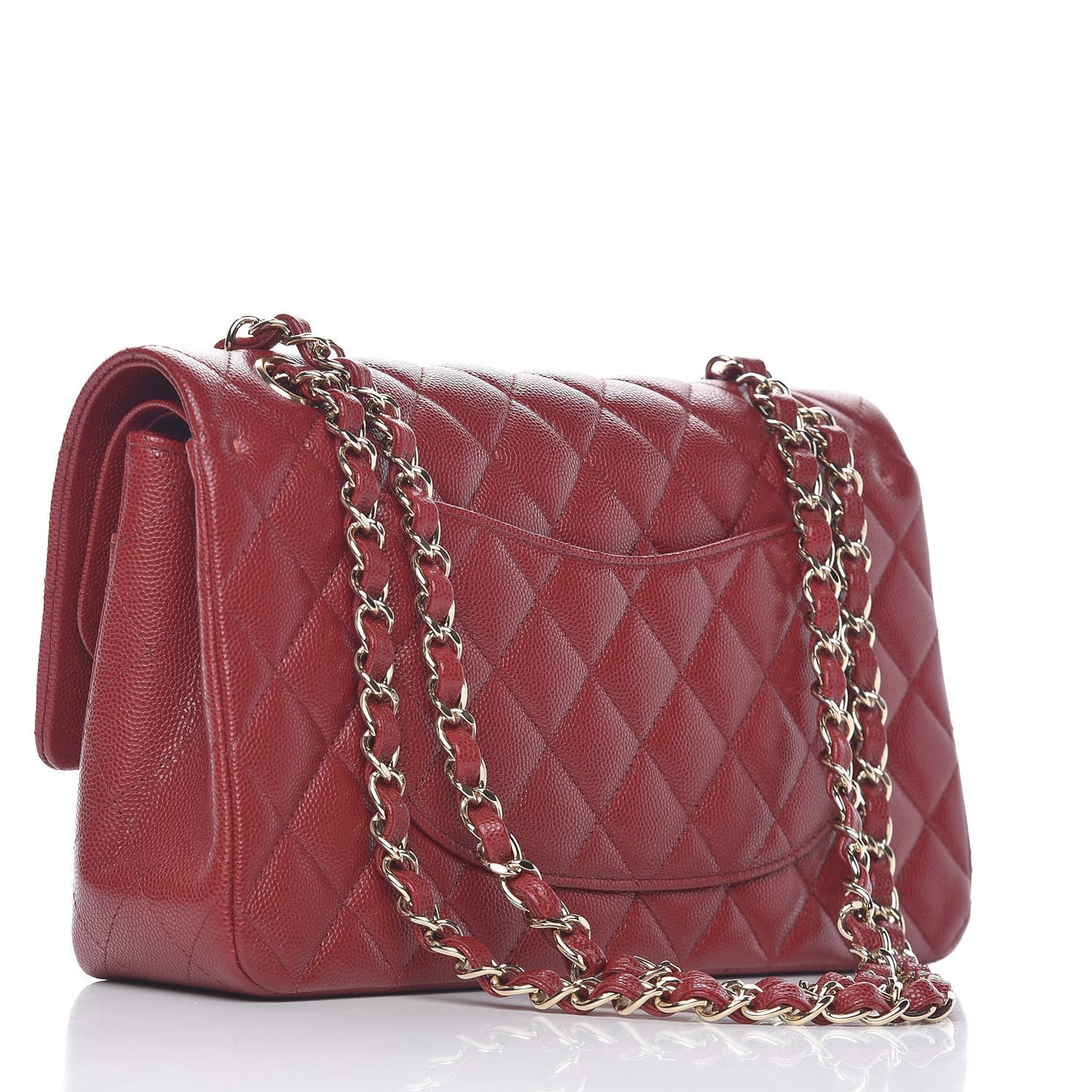 Caviar Quilted Medium Double Flap Dark Red