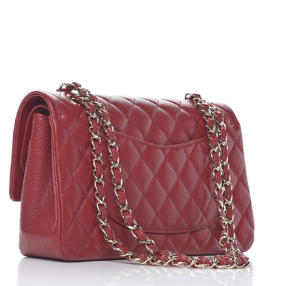 Chanel Caviar Quilted Medium Double Flap Dark Red 3 of 13