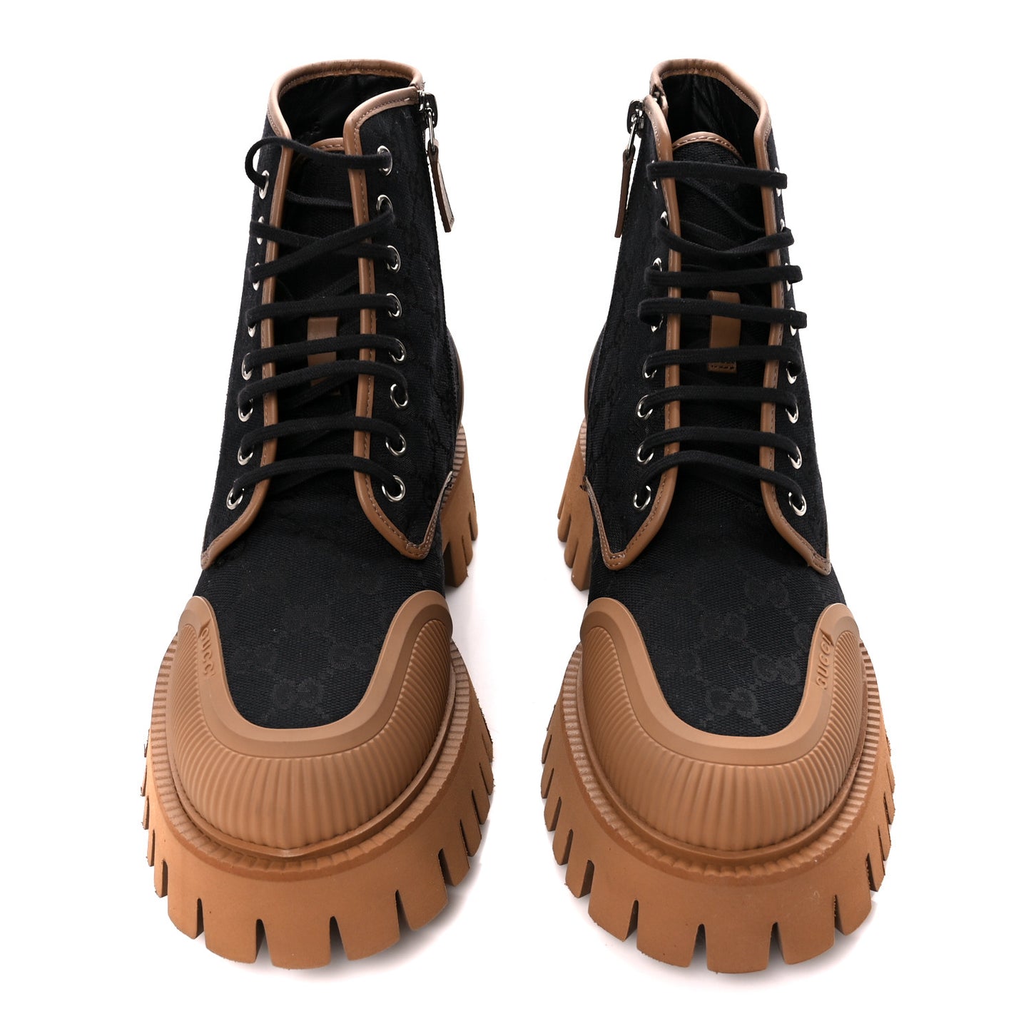 Monogram Miro Soft Calfskin Mens Lace Up Combat Boots 7.5 Black Koi Beige