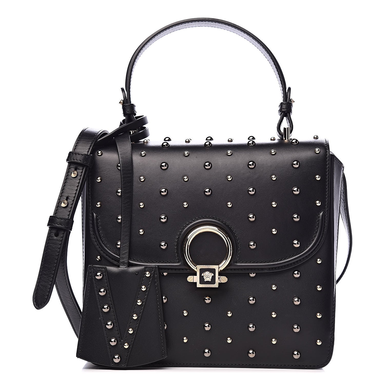 Versace Nappa Studded Medium DV ONE Satchel Black 1 of 13