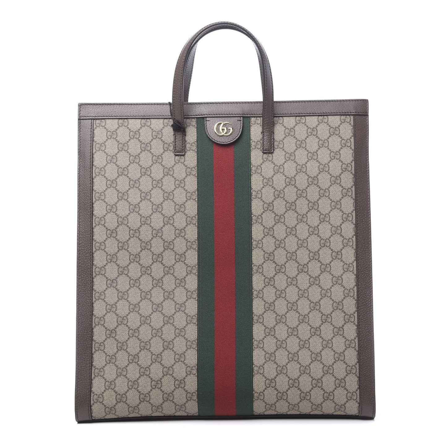 GG Supreme Monogram Web Ophidia Vertical Tote Brown