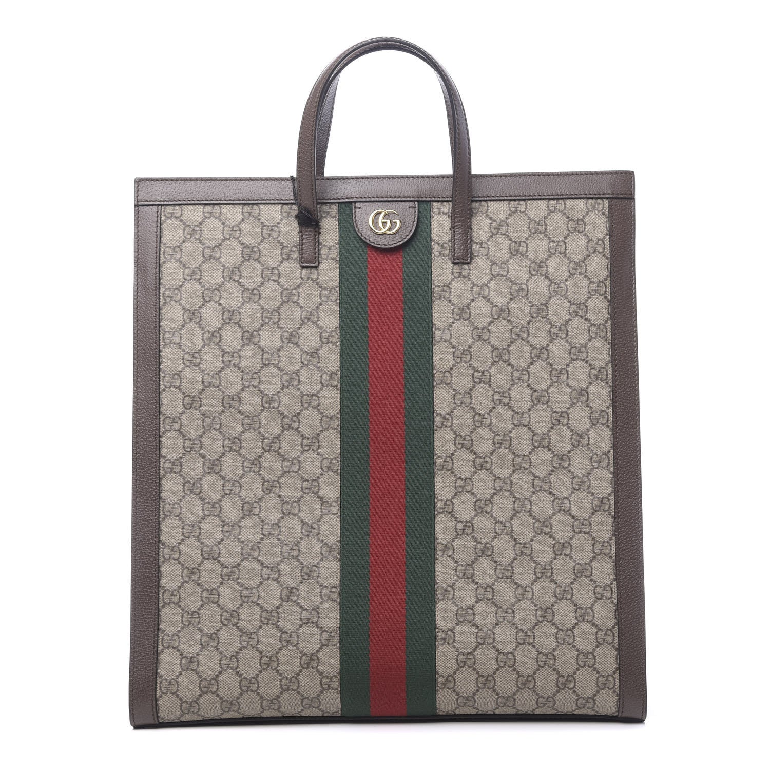 Gucci GG Supreme Monogram Web Ophidia Vertical Tote Brown 1 of 9