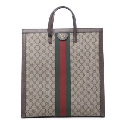 Gucci GG Supreme Monogram Web Ophidia Vertical Tote Brown 1 of 9
