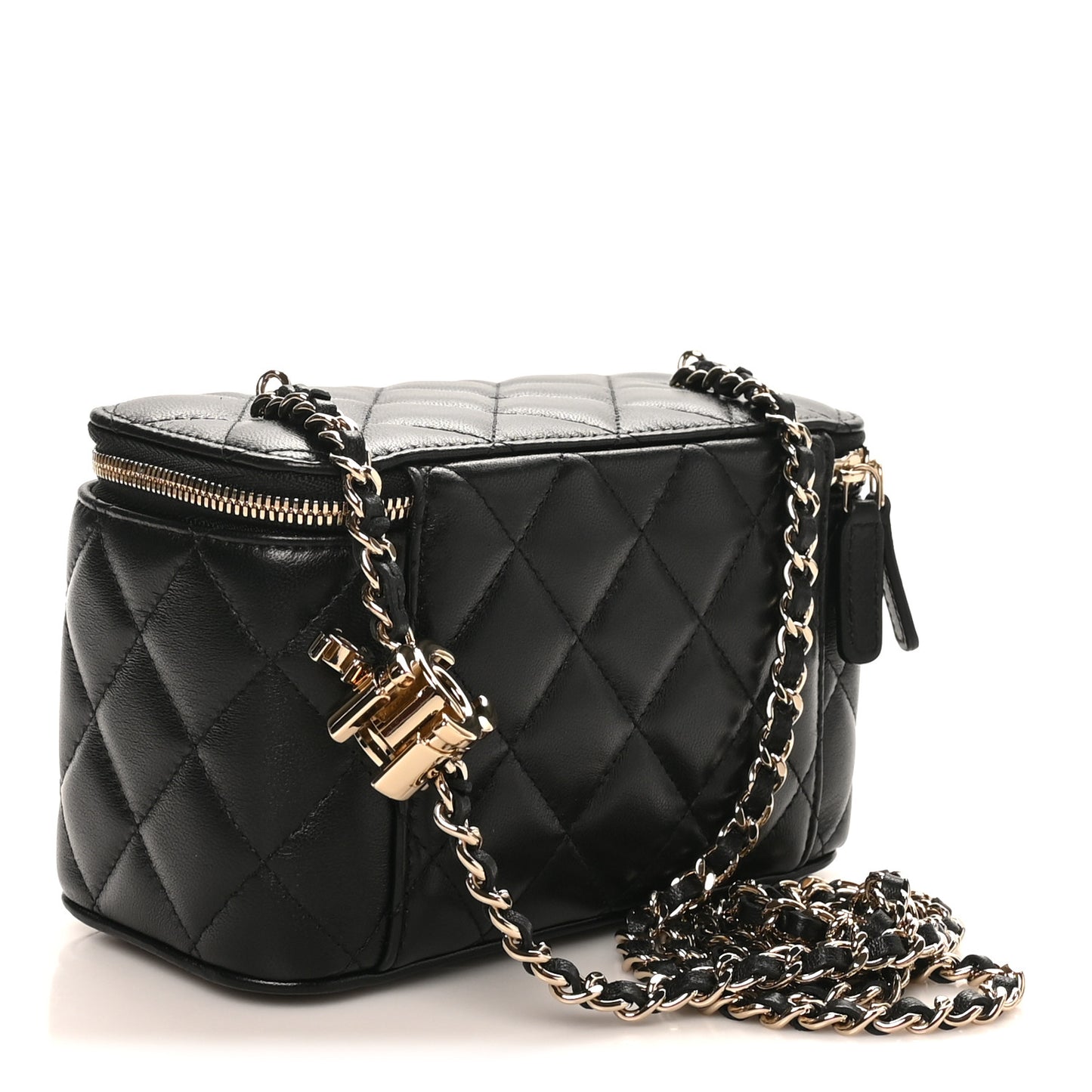Lambskin Quilted Small CC Vanity Case Black