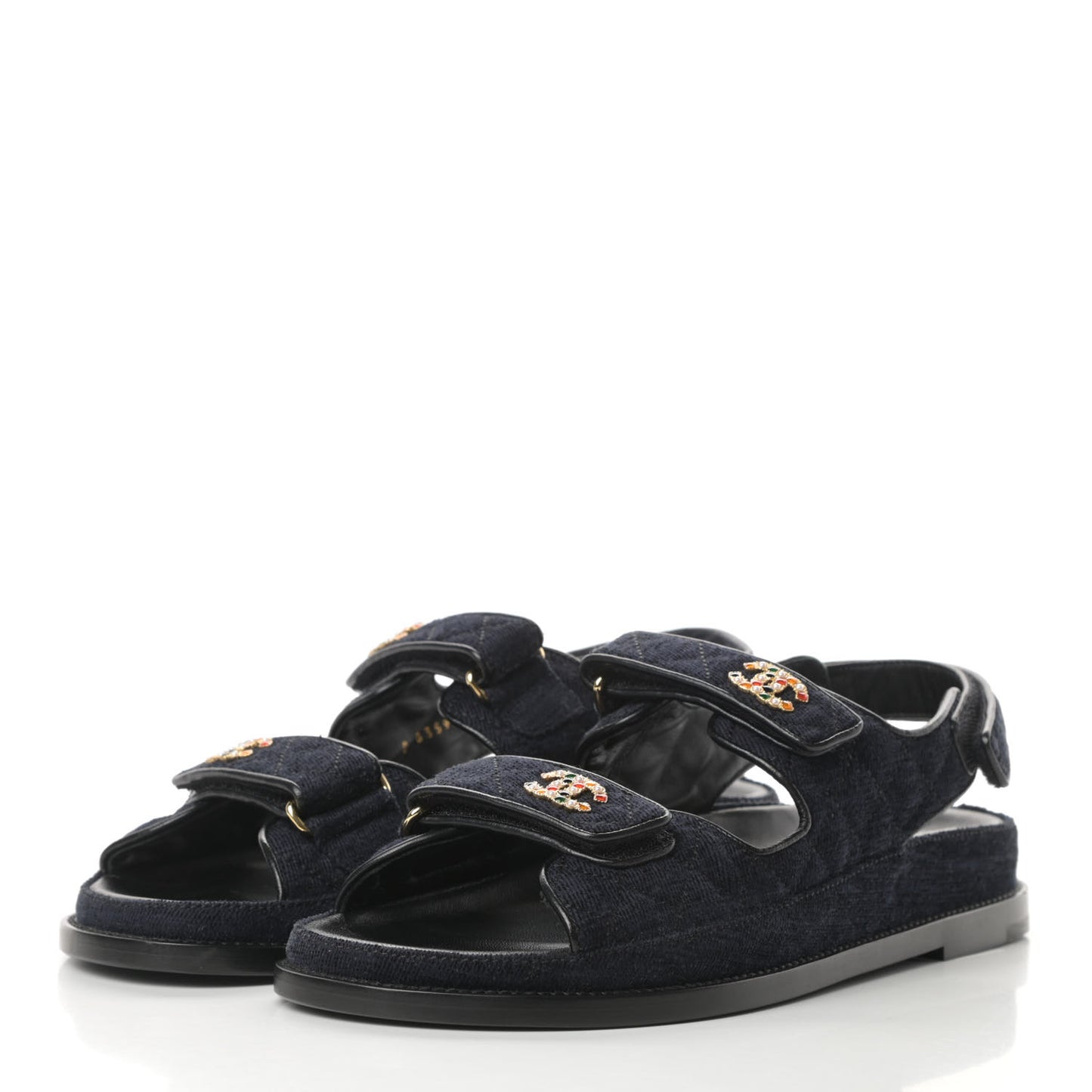 Velvet Velcro Dad Sandals 41 Navy Blue