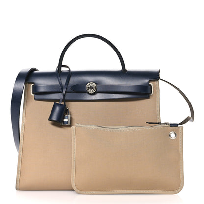 Hermes Vache Hunter Toile Herbag Zip 31 PM  Trench Bleu Indigo 3 of 10