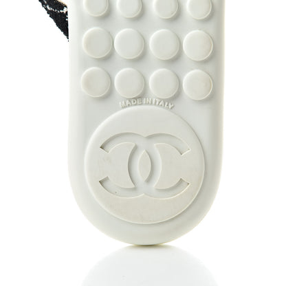 Chanel Tweed Quilted Camellia Thong Sandals 36 Black White 6 of 8