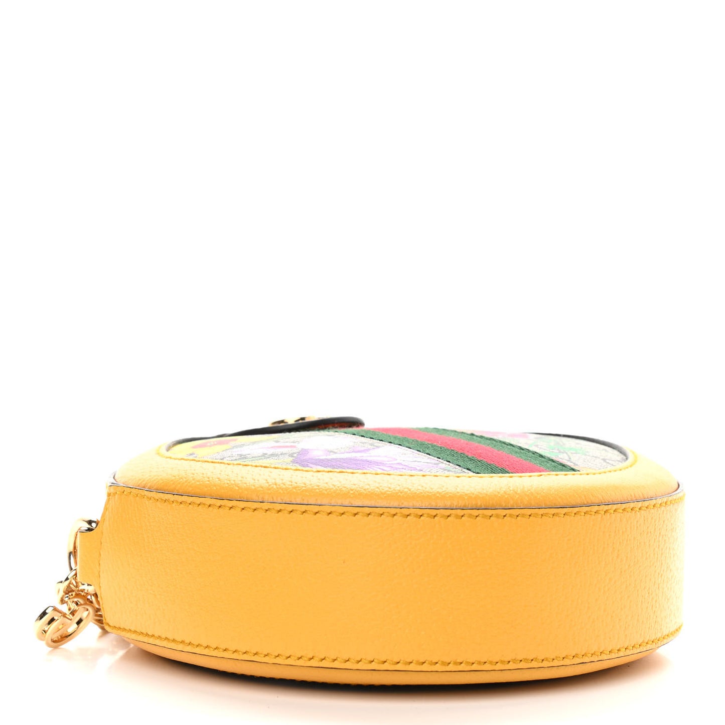 GG Supreme Monogram Flora Web Mini Ophidia Round Shoulder Bag Beige Multicolor Crop