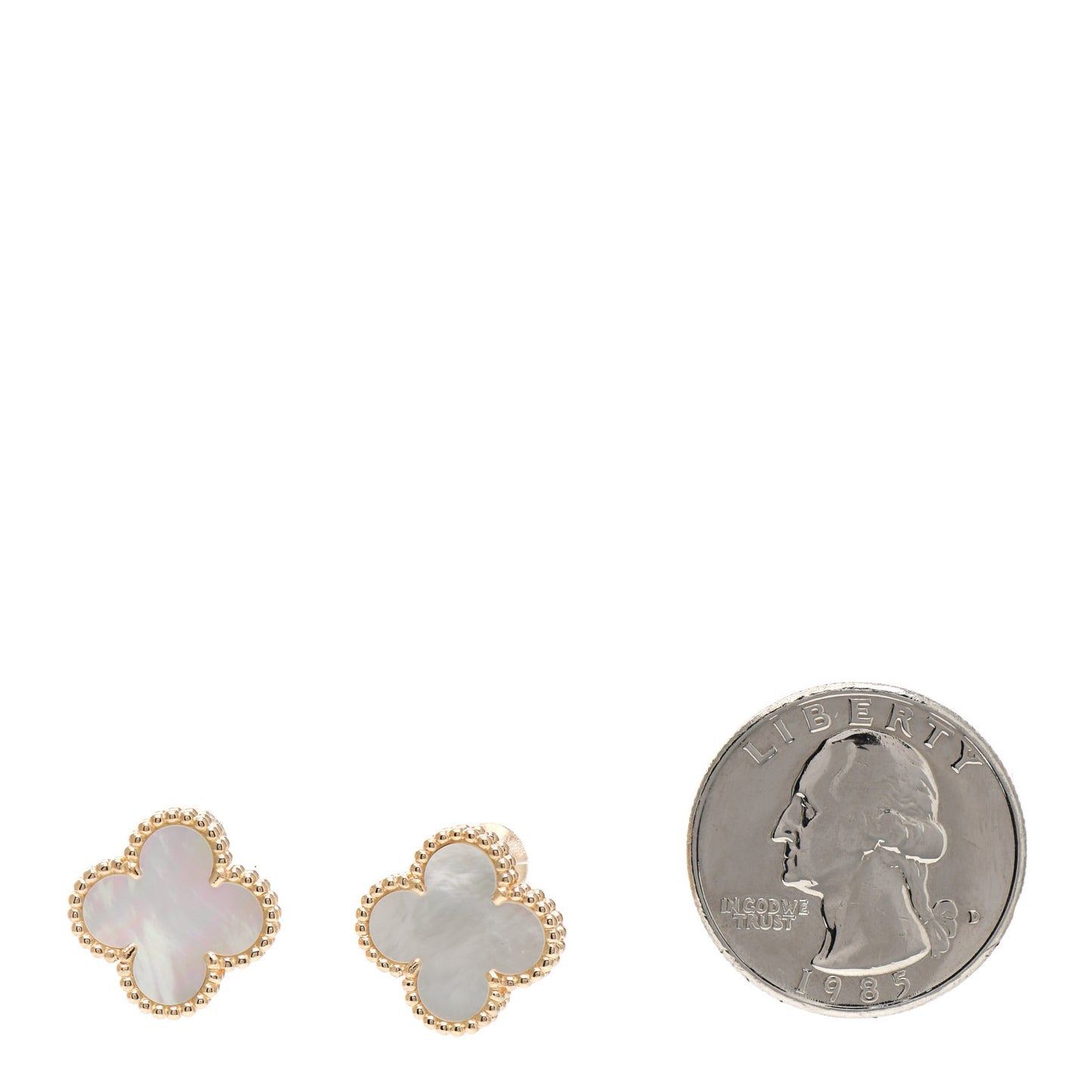18K Yellow Gold Mother of Pearl Vintage Alhambra Earrings