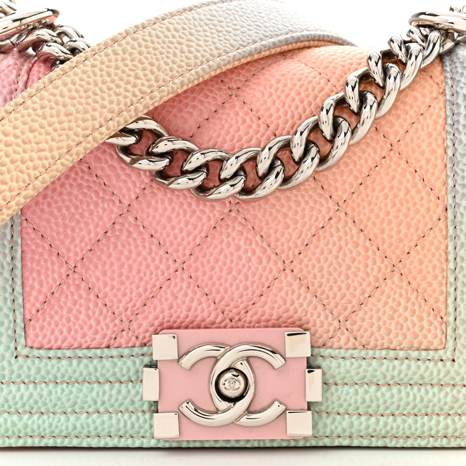 Chanel Caviar Quilted Mini Cuba Rainbow Boy Flap Pink Multicolor 8 of 11